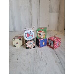 Mary Engelbeit vintage paper blocks Merry begin cube Xmas Santa Gingerbread set
